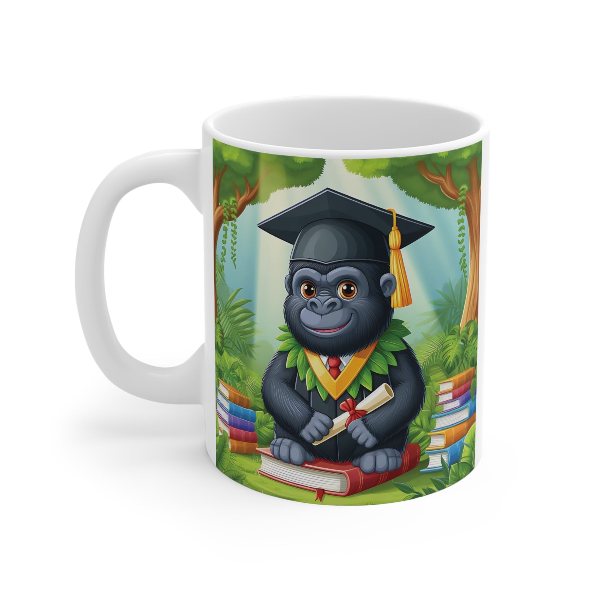 Junior Gift Cup with Cartoon Gorilla Graduate Design