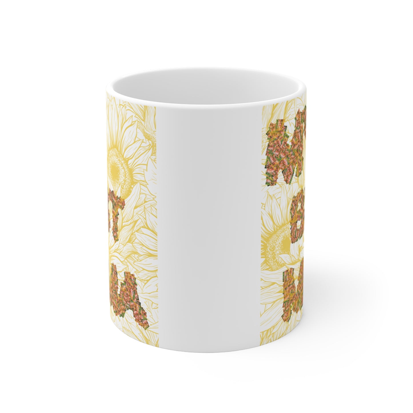 Floral typography mug for mom featuring ‘My Best Mama’ message, aesthetic sunflower design, thoughtful gift for moms who love coffee