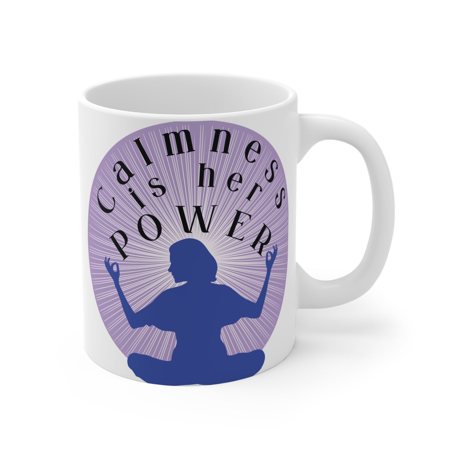 Calmness is her power yoga meditation mug, mindfulness quote coffee cup