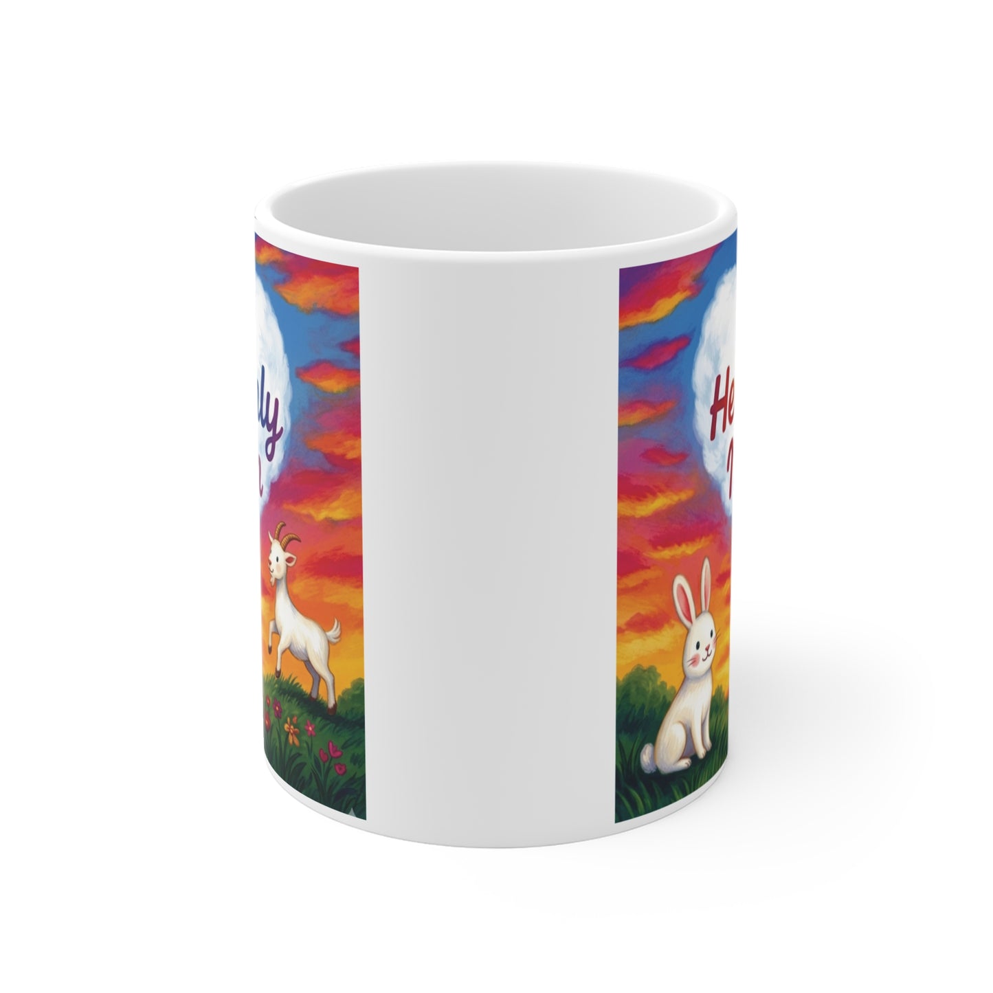 Memorial coffee mug for mom with vibrant rainbow clouds and heart design, condolence gift and remembrance mug for mother