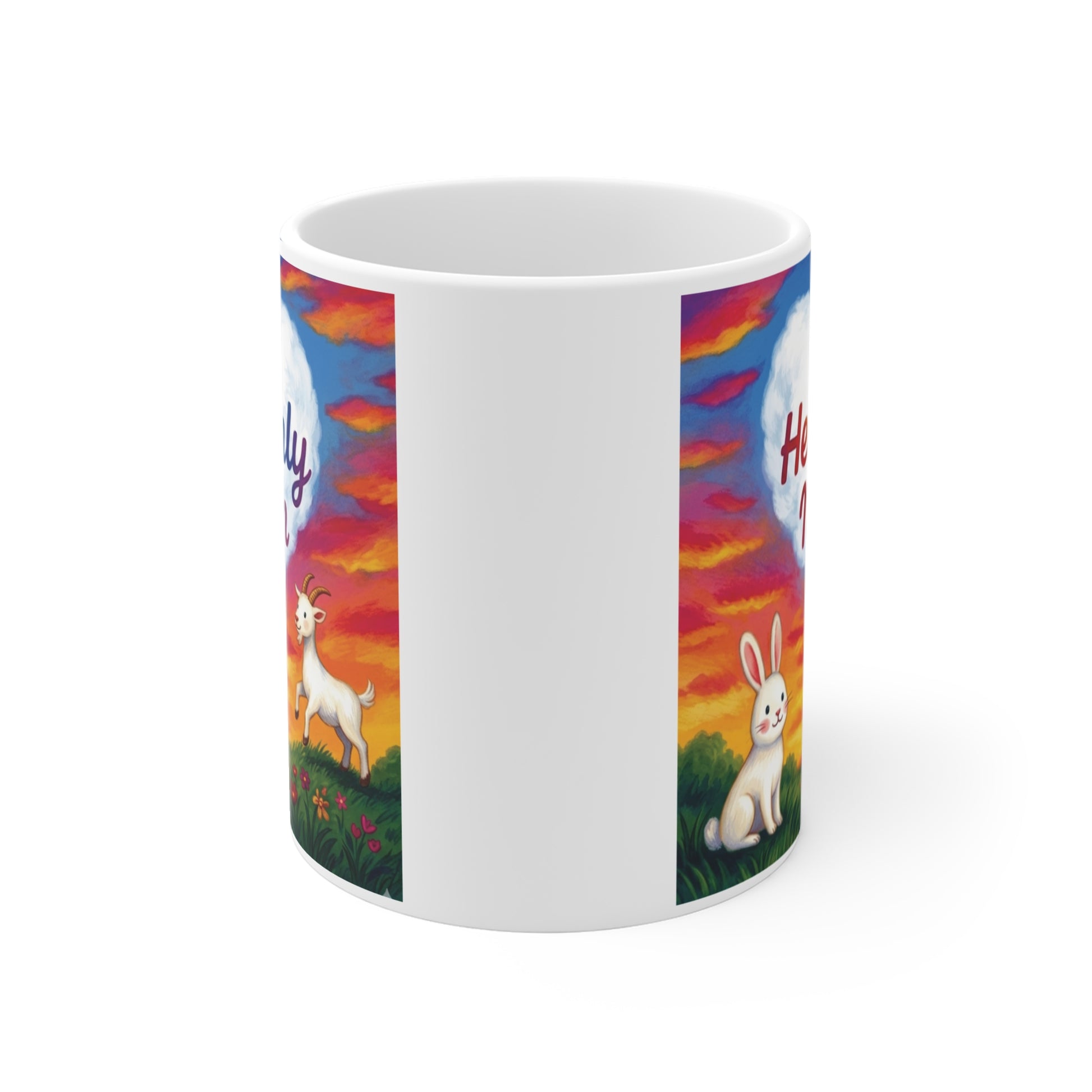 Memorial coffee mug for mom with vibrant rainbow clouds and heart design, condolence gift and remembrance mug for mother