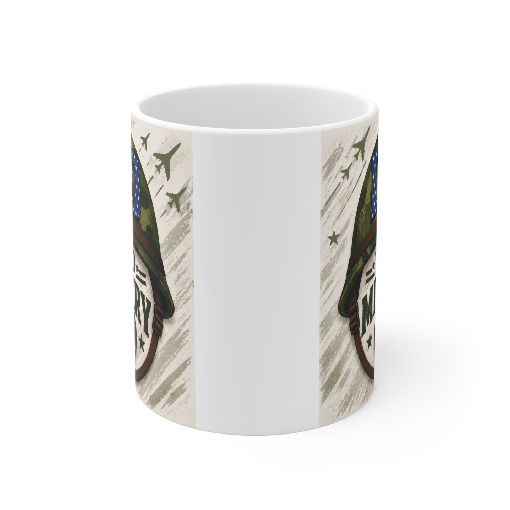 Gift for military father mug with Proud Military Dad quote, camouflage style coffee mug for veterans