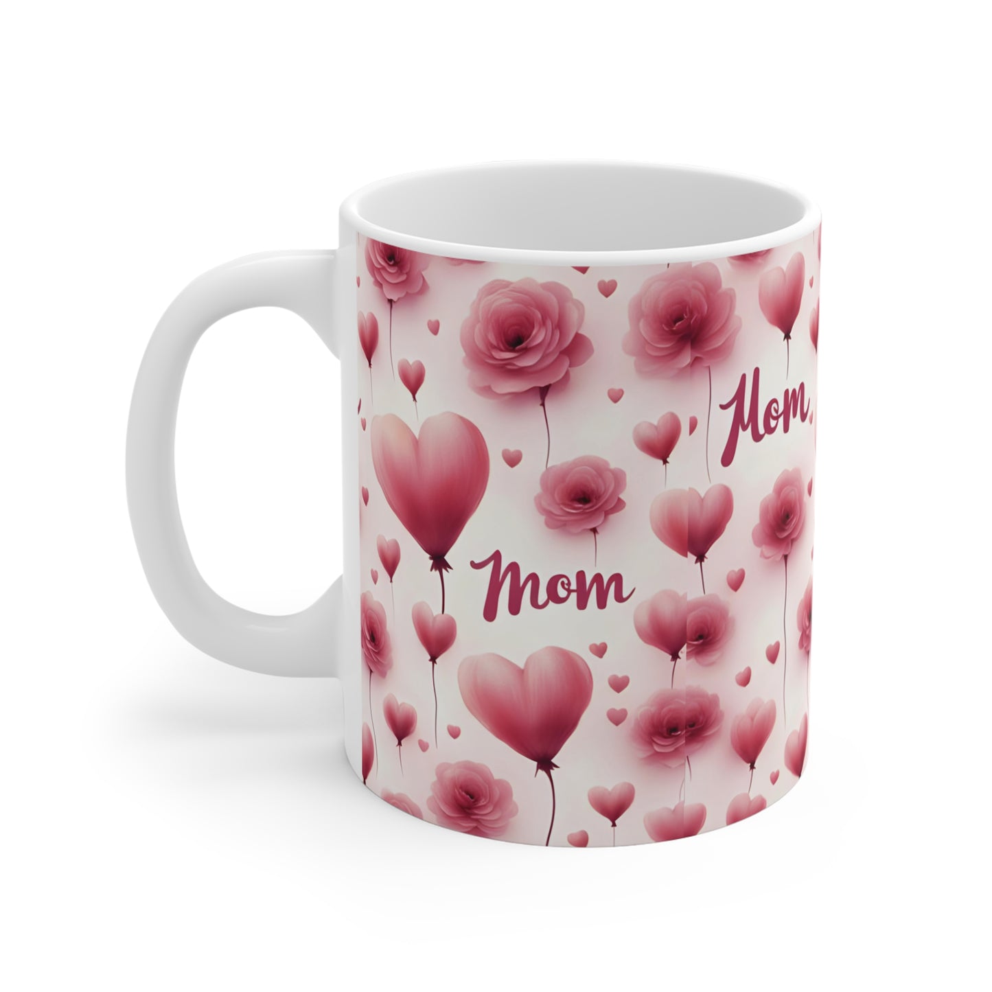 Cute Mother’s Day gift mug with roses and hearts pattern