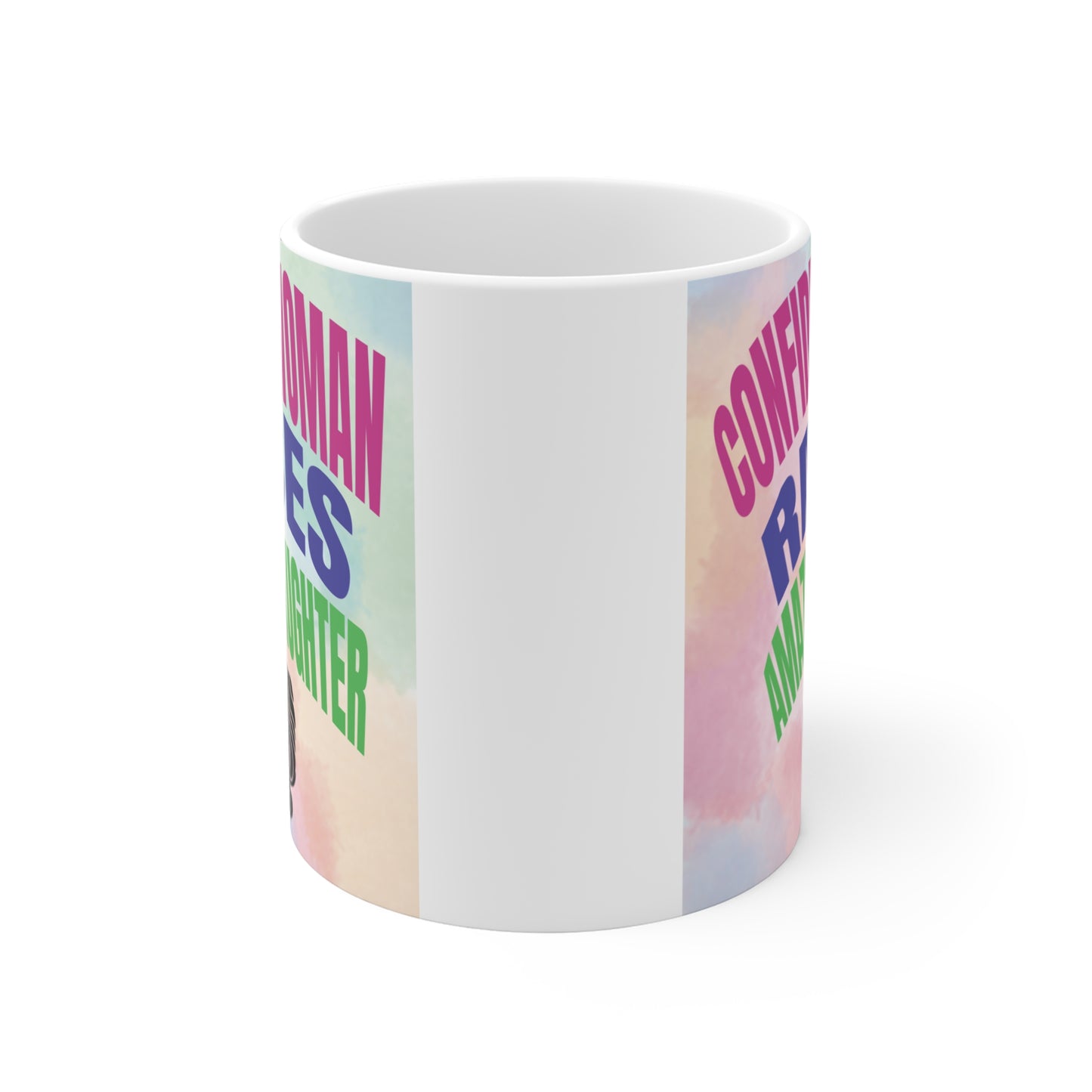 Empowering mother and daughter mug with bold colorful text, perfect gift for proud mom raising strong daughters
