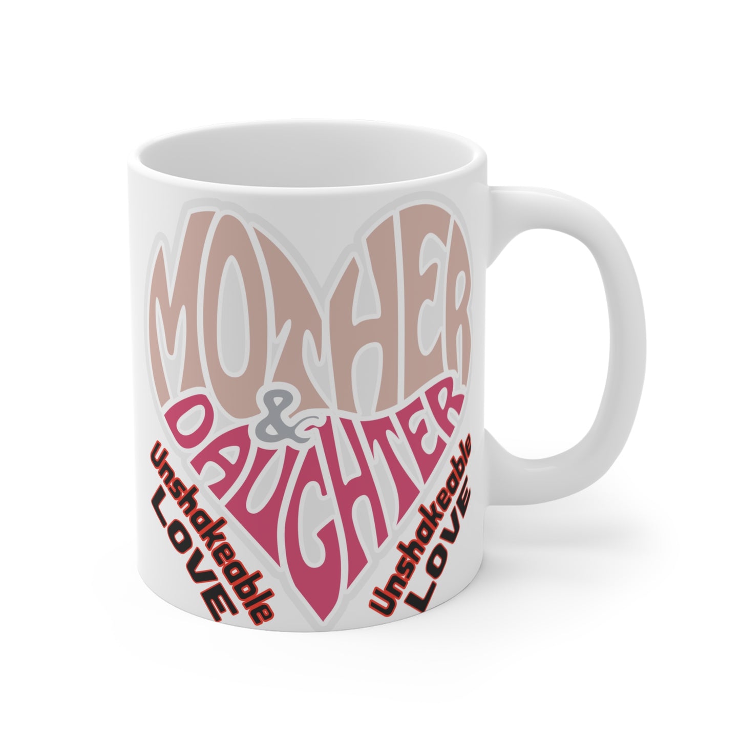 Mom and daughter coffee mug with heart typography and emotional quote, perfect Mother’s Day or birthday gift