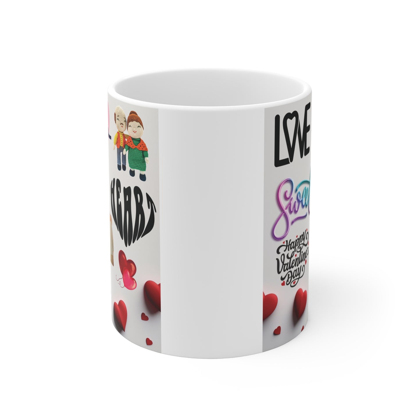 Romantic love mug with senior couple, hearts and sweet message, perfect Valentine gift for couples or spouses