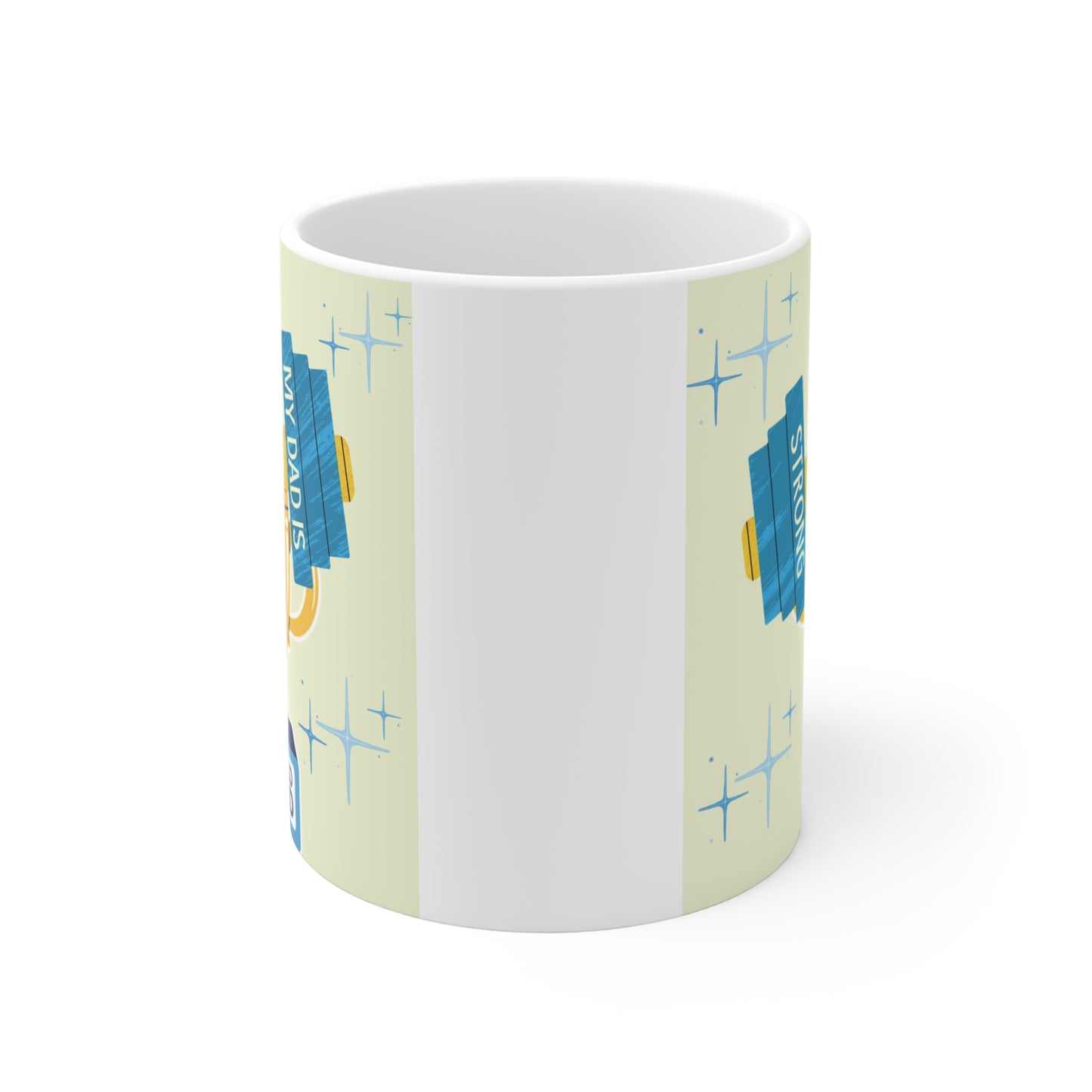 Strong dad gift mug with best dad award print, ceramic 11oz father’s day mug for everyday use