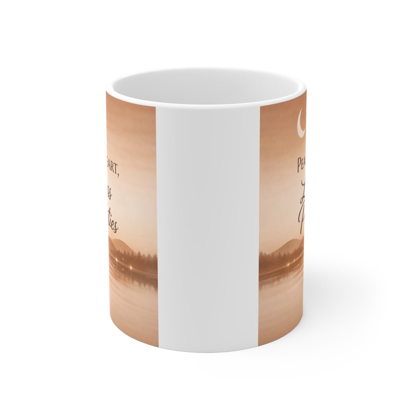 aesthetic motivational mug with calming ocean sunrise and positive affirmation text, perfect self care and wellness gift