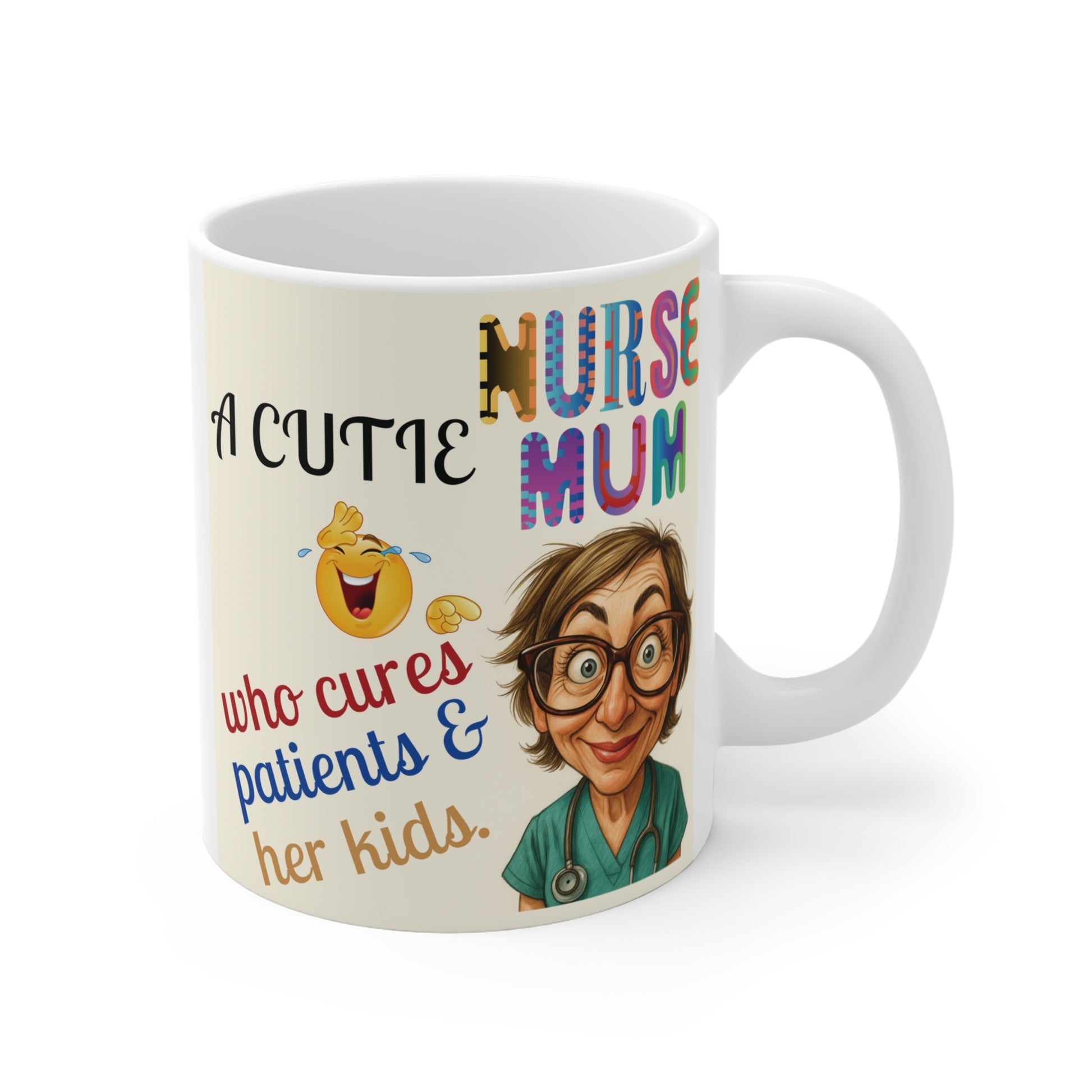 Ceramic nurse mom mug gift with funny design, perfect for healthcare mothers