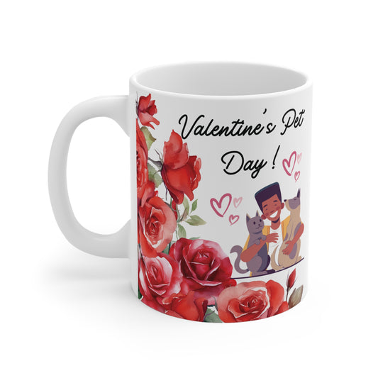 Celebrate love with this 11oz Valentine’s Pet Day Mug with adorable cats, dogs. Perfect for pet and coffee lovers, it adds warmth and joy to any occasion. 