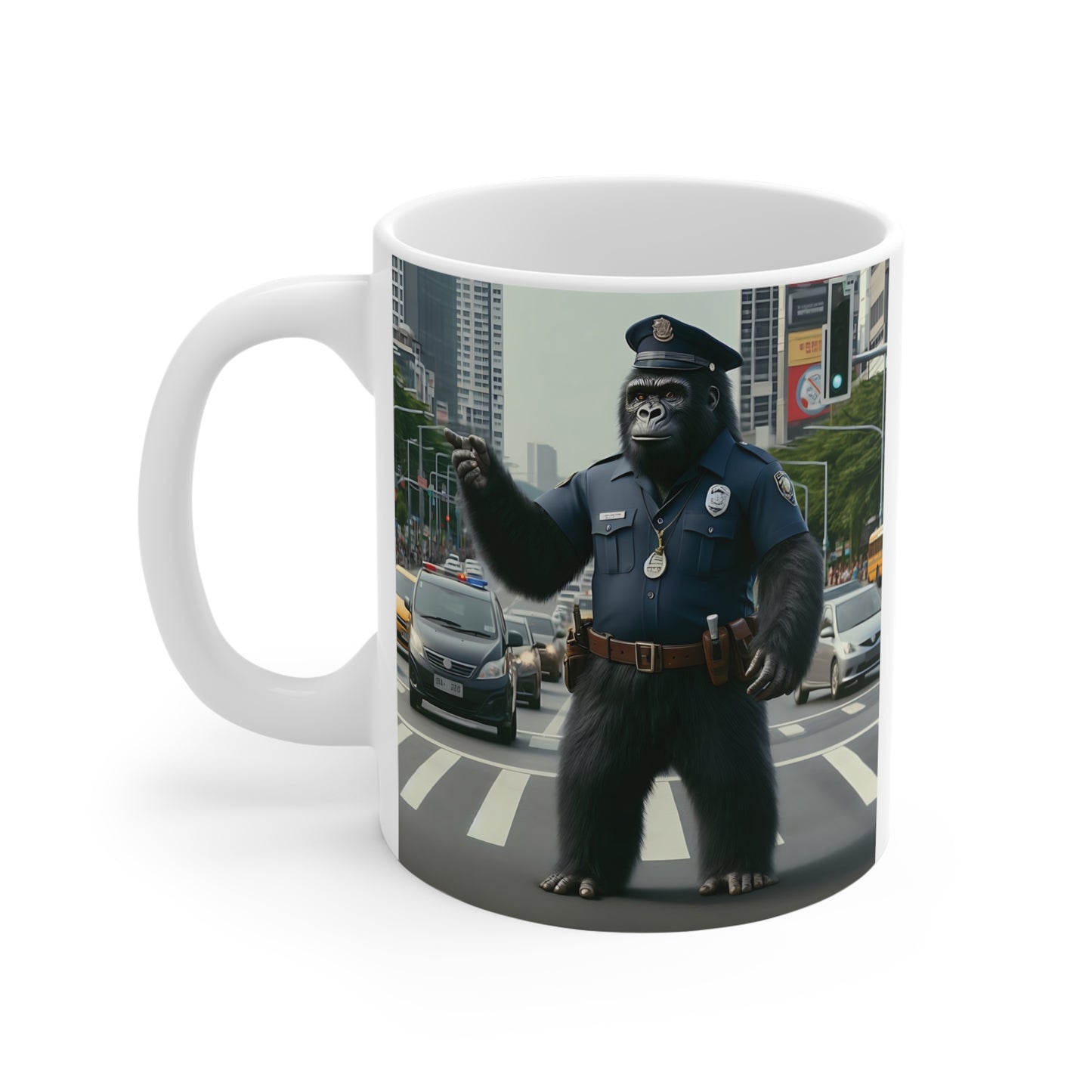 Police Coffee Mug with Gorilla Design