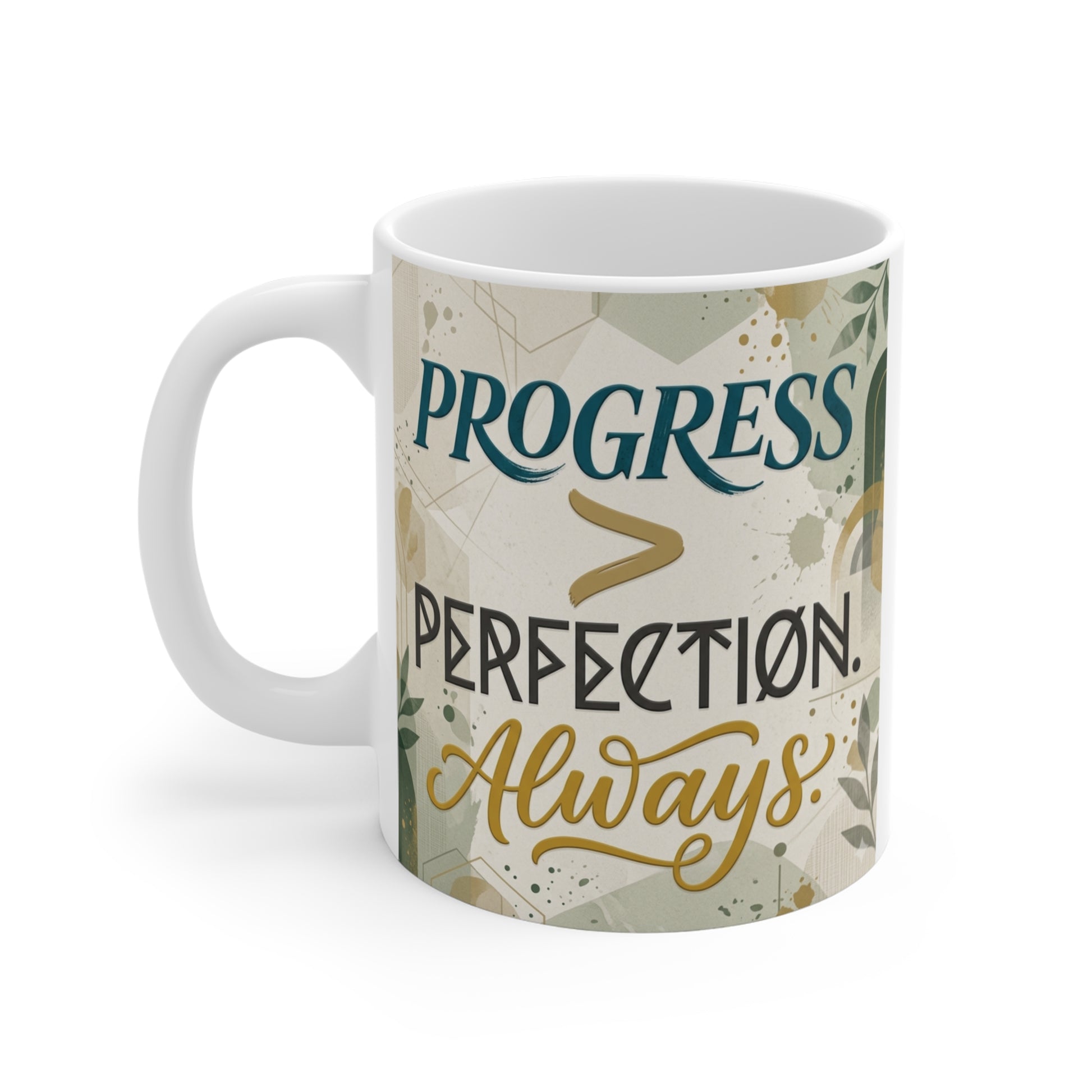 Encouraging ceramic tea cup, gift for students, teachers, and productivity lovers