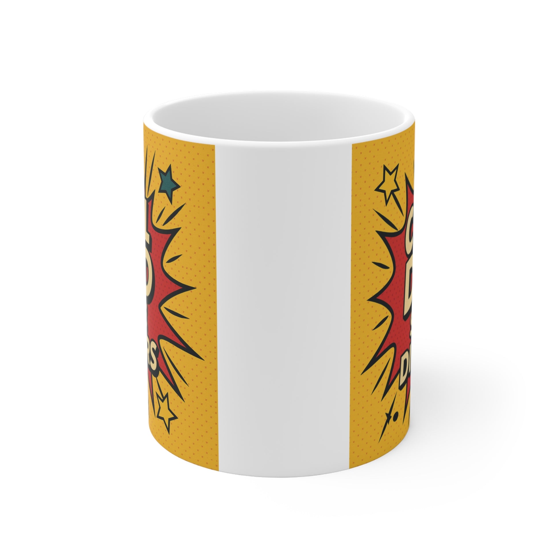 Pop art dad coffee mug with Cool Dad Since Diapers typography design