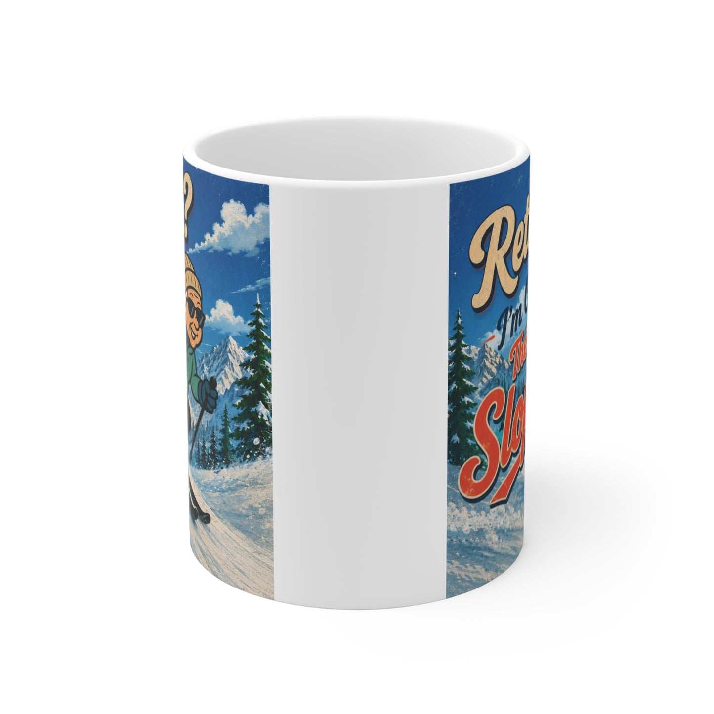 Vintage-style skiing grandma coffee mug, perfect retirement gift for Grandma, Nana, Mimi, or Grammy.
