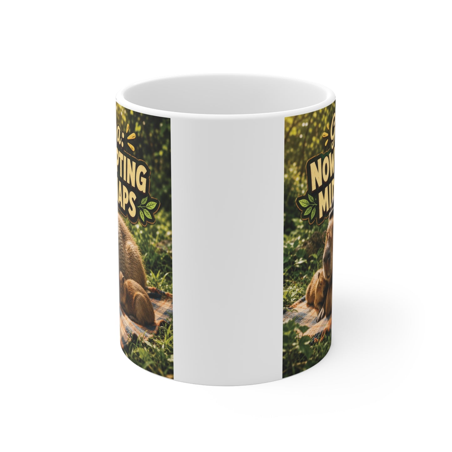 White coffee mug with adorable sleeping bear design and humorous grandpa retirement quote, ideal Father's Day or birthday gift for grandfather.