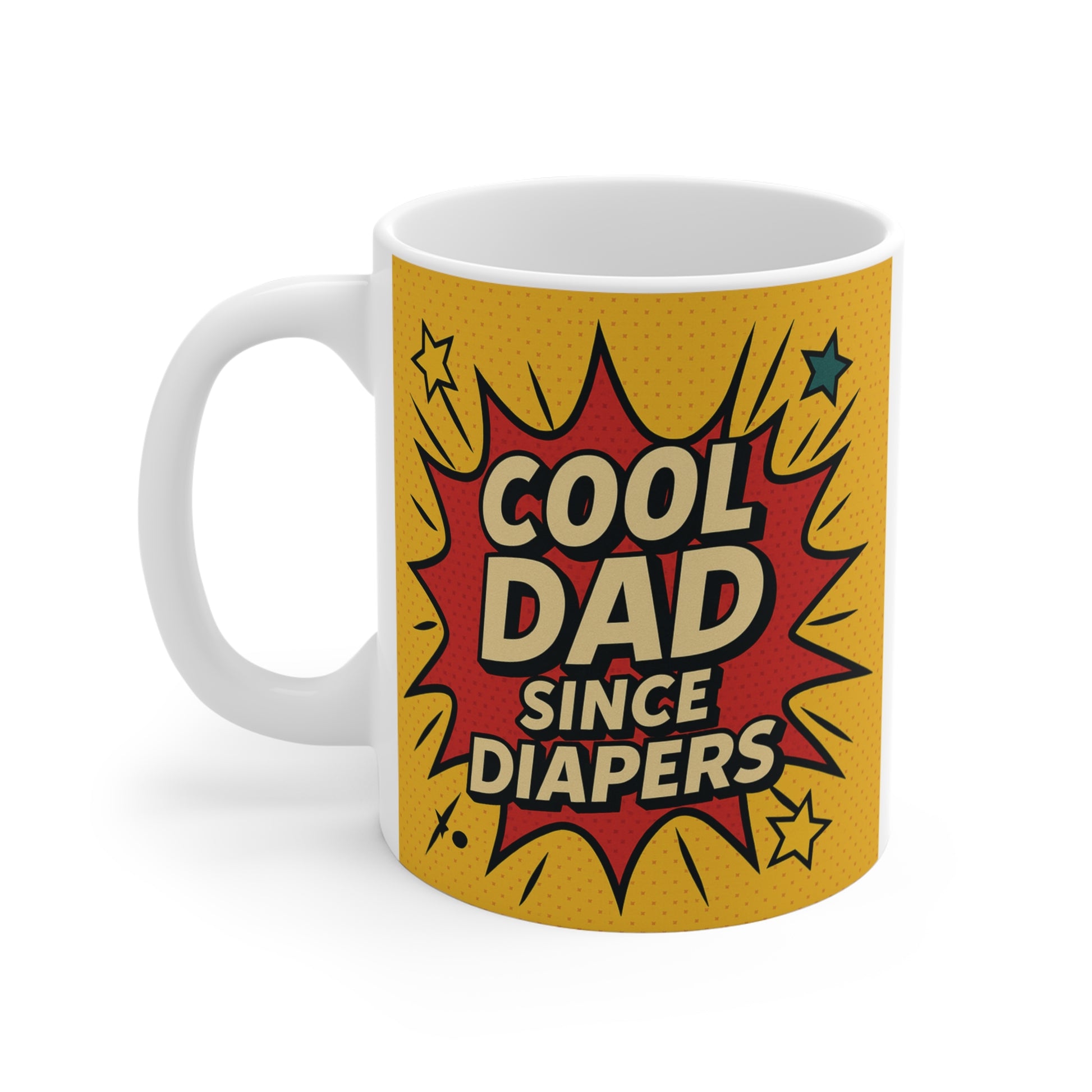 Cute superhero-style fatherhood mug gift for dads and Father’s Day