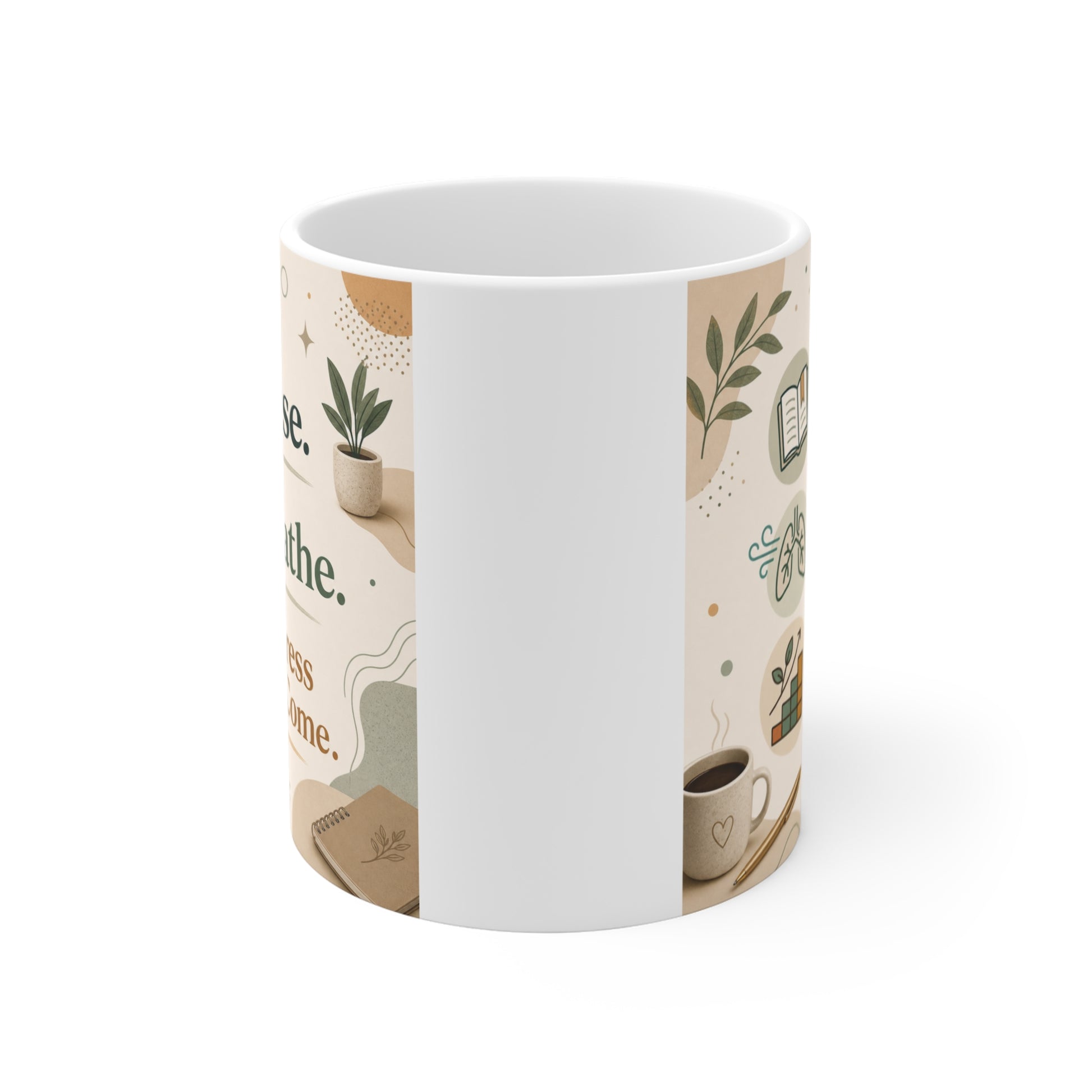 11oz motivational mug with mindfulness message for stress relief and self-care gift