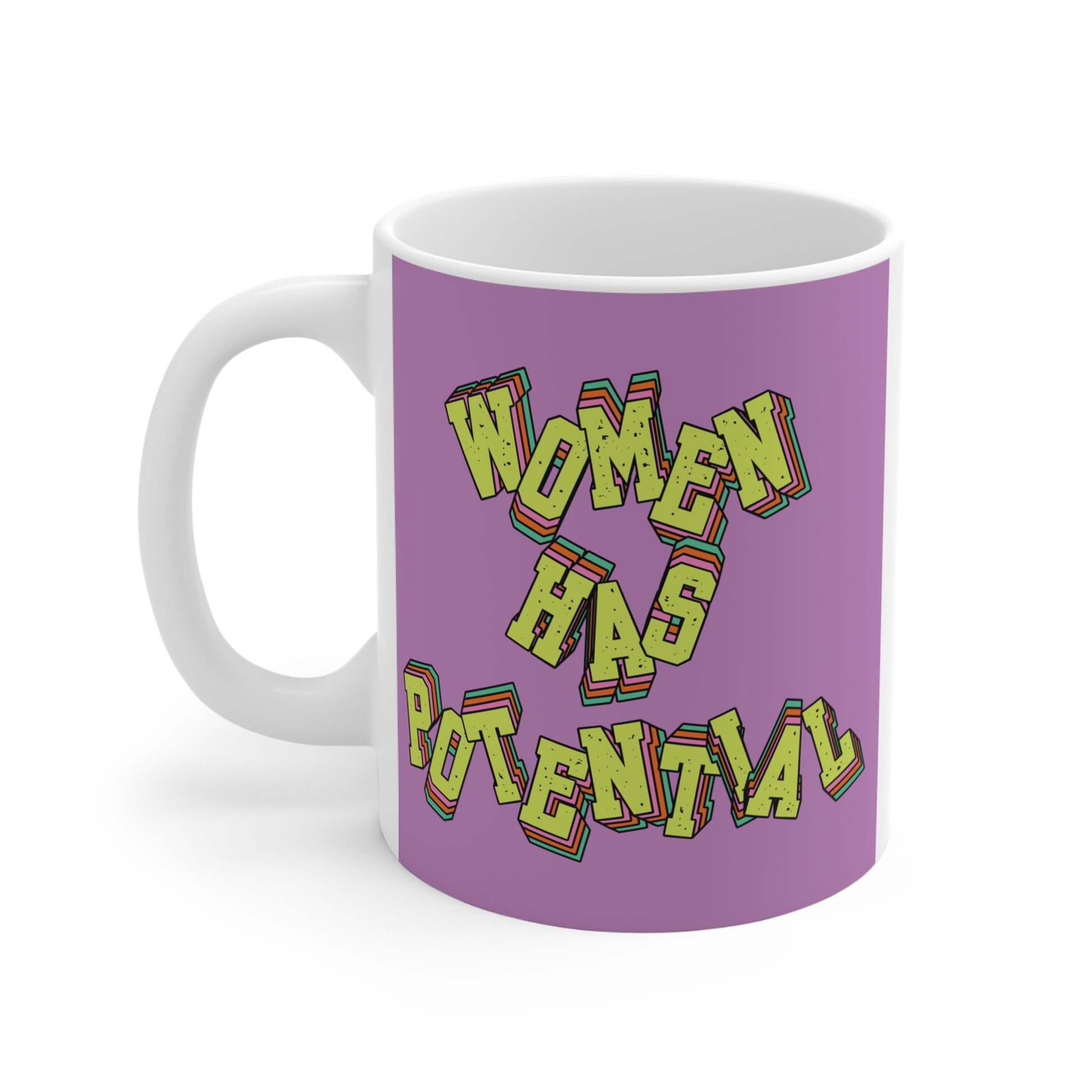 Girl power mug with vibrant retro text design, women empowerment quote coffee cup, gift idea for strong women