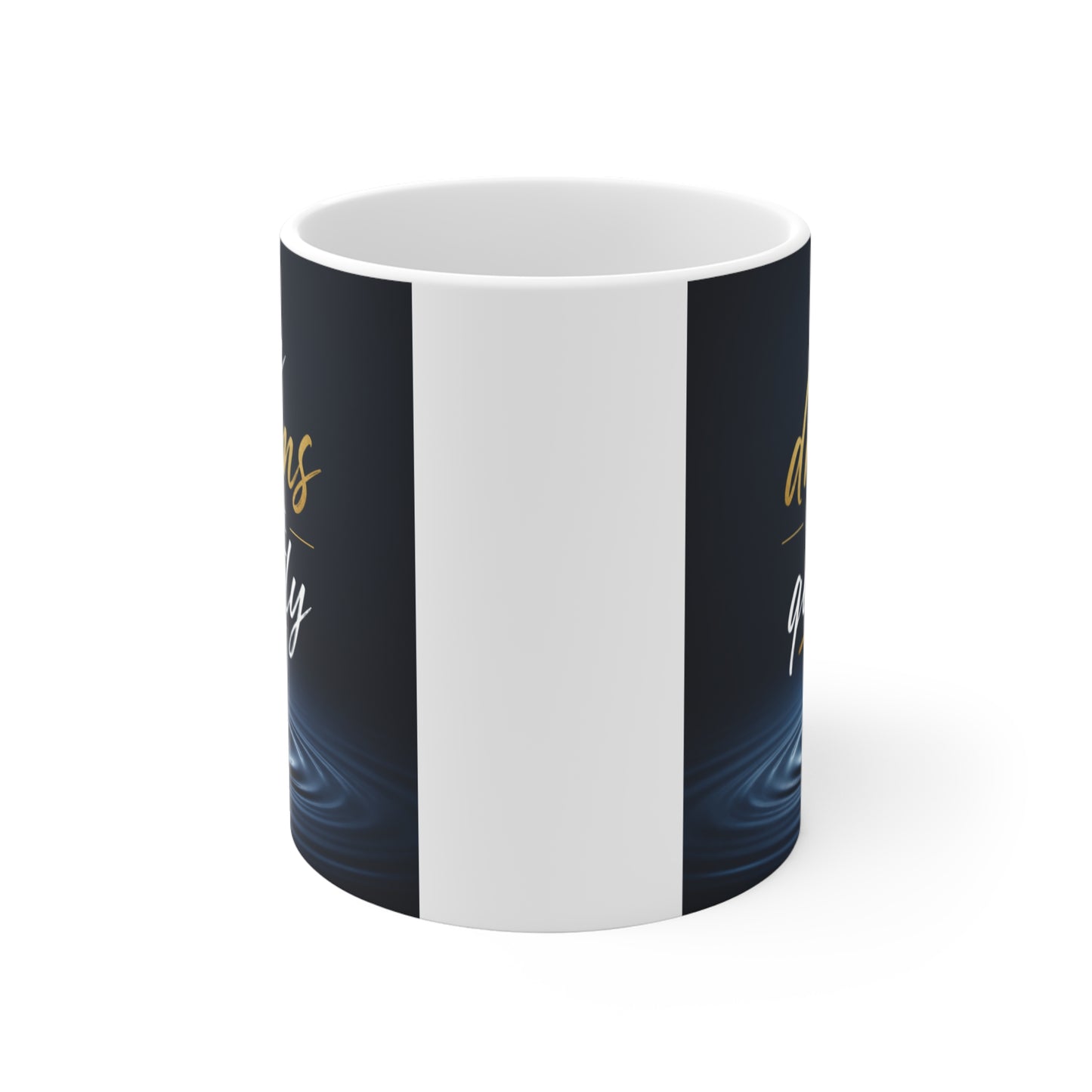 Motivational 11oz mug with calming ripple artwork and success mindset quote for office desk or home