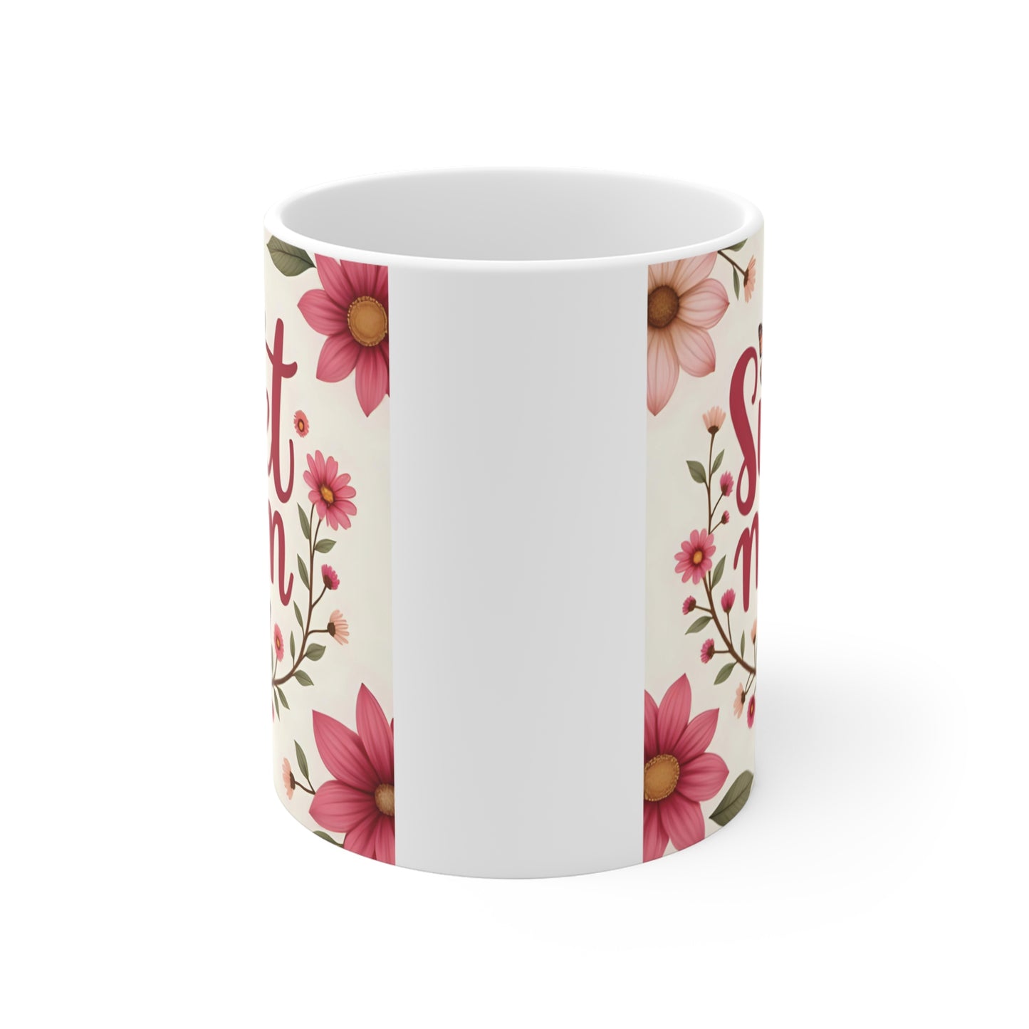 Cute 11oz coffee mug gift for mom with butterfly and floral pattern