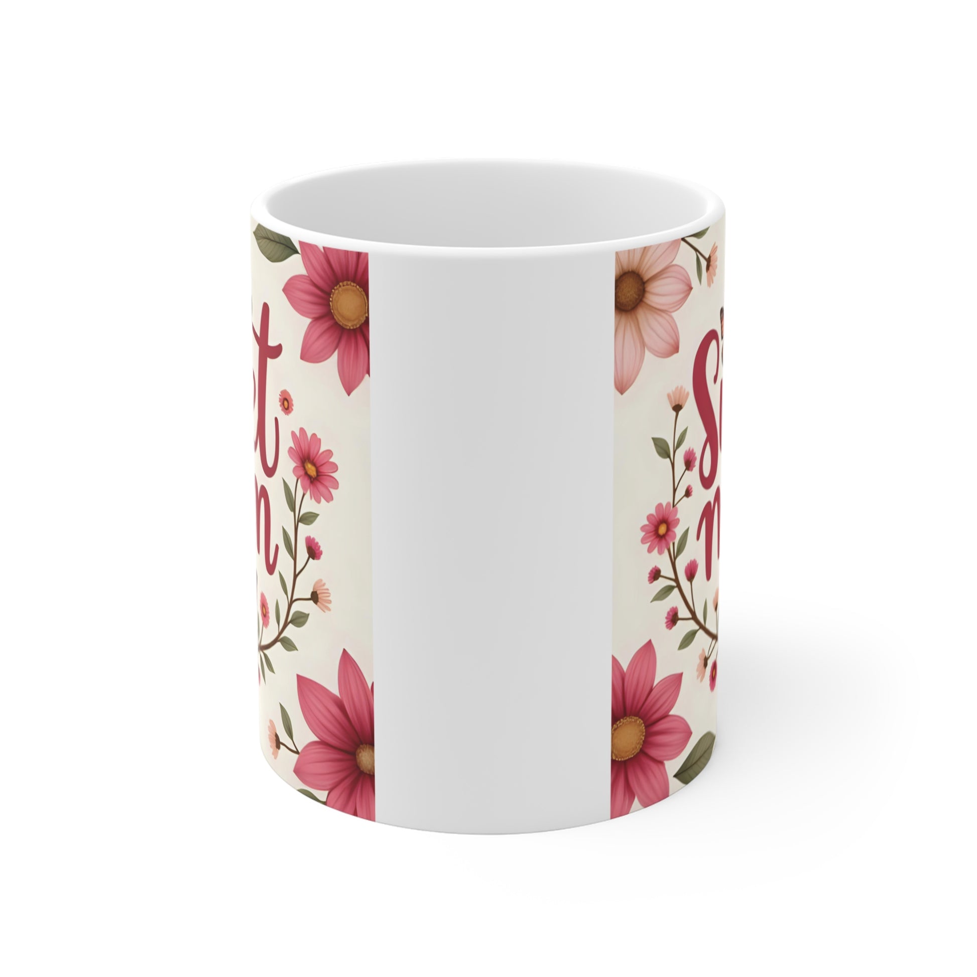 Cute 11oz coffee mug gift for mom with butterfly and floral pattern