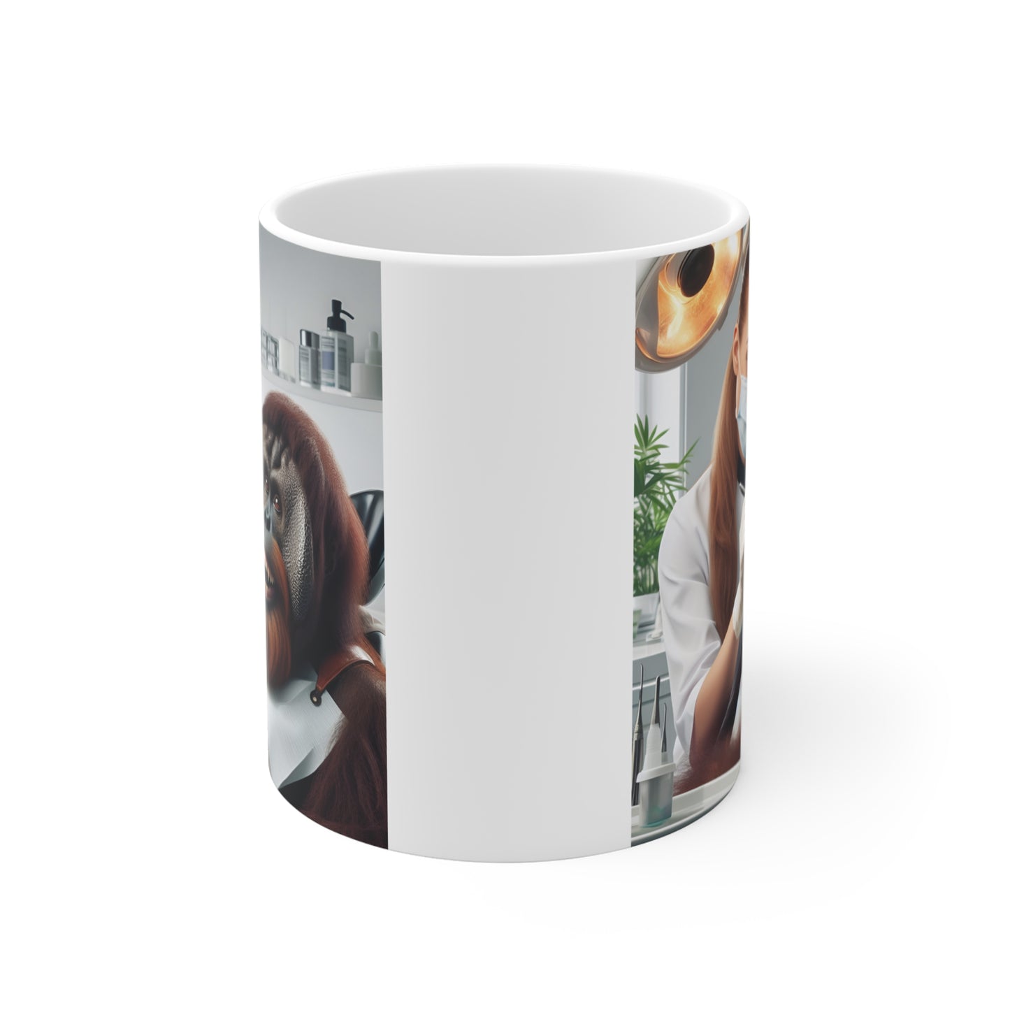 Veterinarian Coffee Mug (Smiling Orangutan & Dentist)