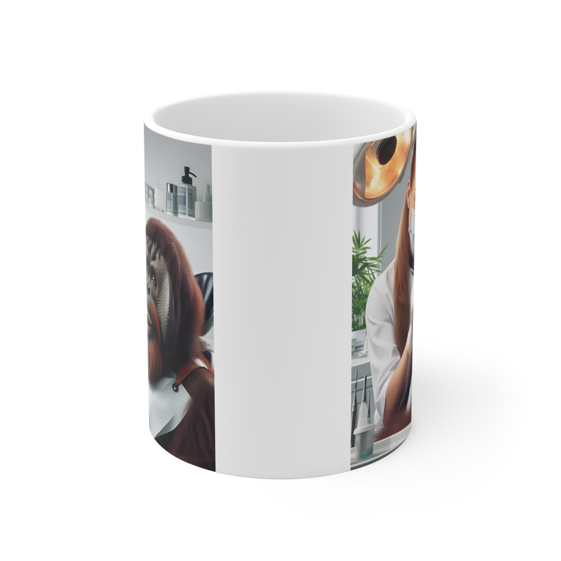 Veterinarian Coffee Mug (Smiling Orangutan & Dentist)