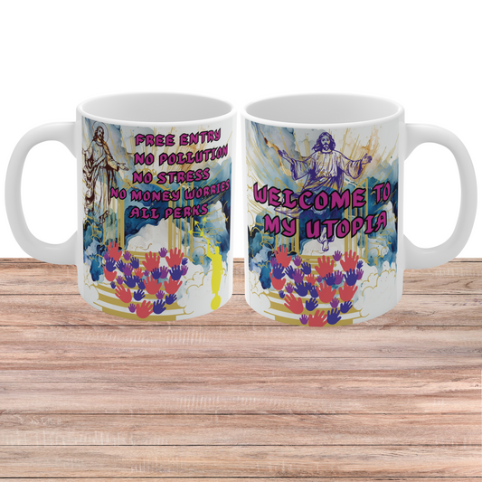 Bible Verse Spiritual Coffee Cup  with God's Message for Christian Prayer "Welcome to My Utopia"