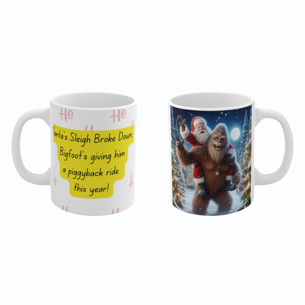 Funny Bigfoot & Santa Christmas 11oz Mug –Gift Item