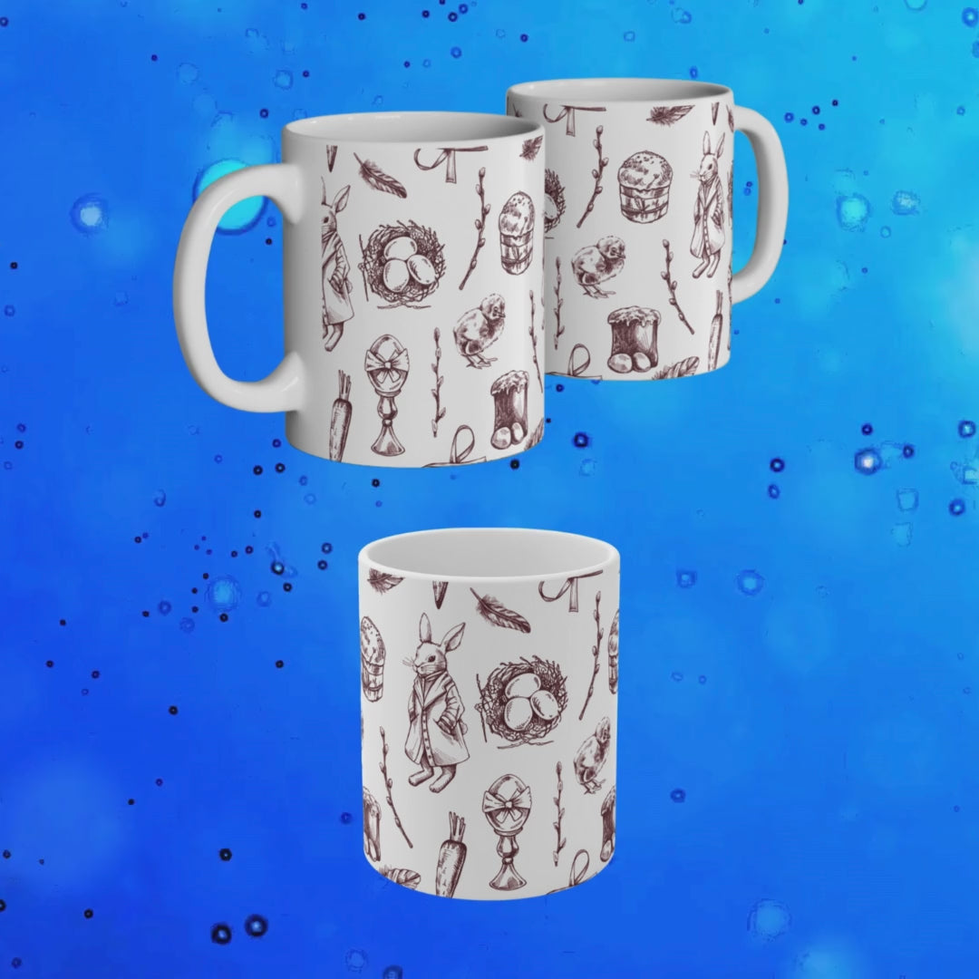 Vintage Easter Bunny Mug – 11oz Wrap-Around Design